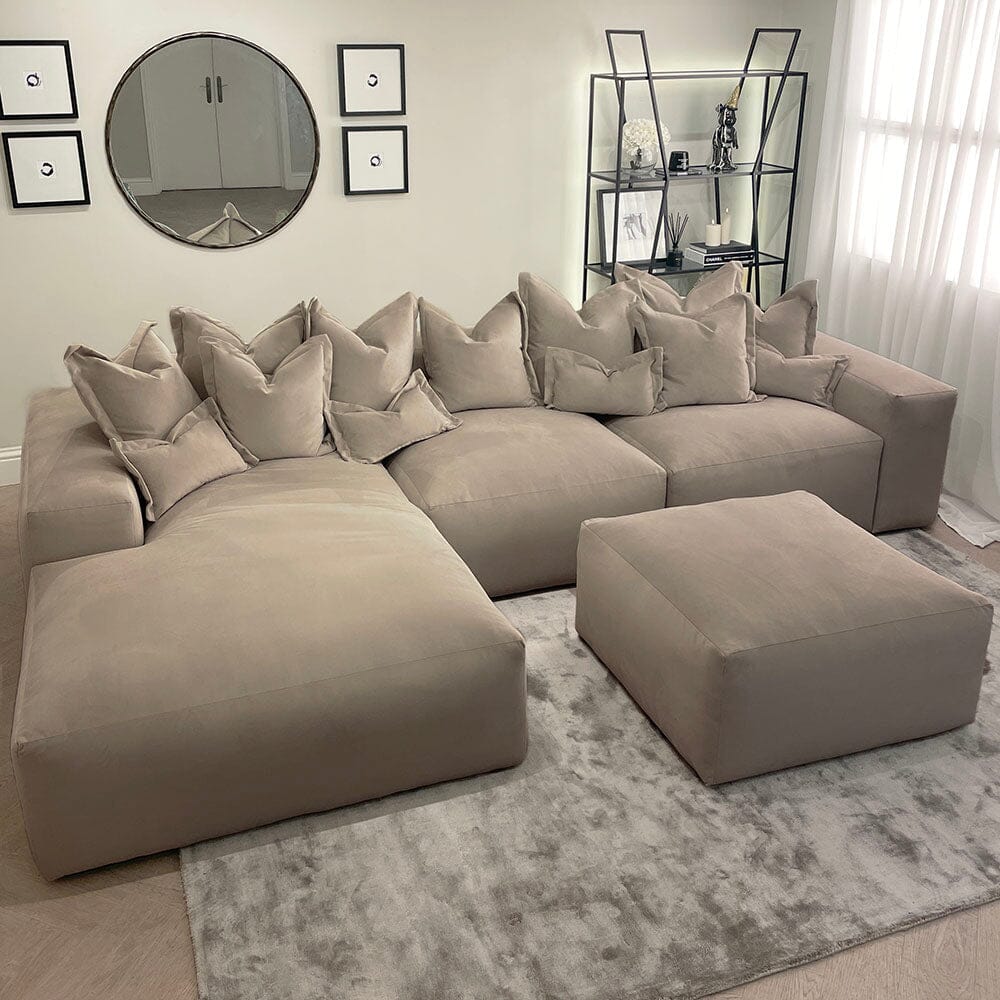 Lenox Mink Velvet Pillow Back Sofa Range Sofa