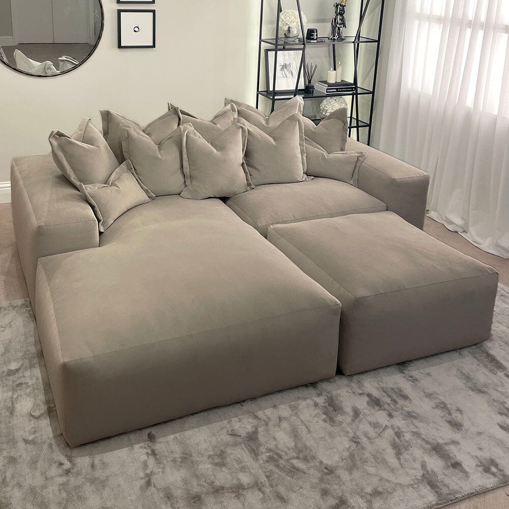 Lenox Mink Velvet Pillow Back Sofa Range Sofa