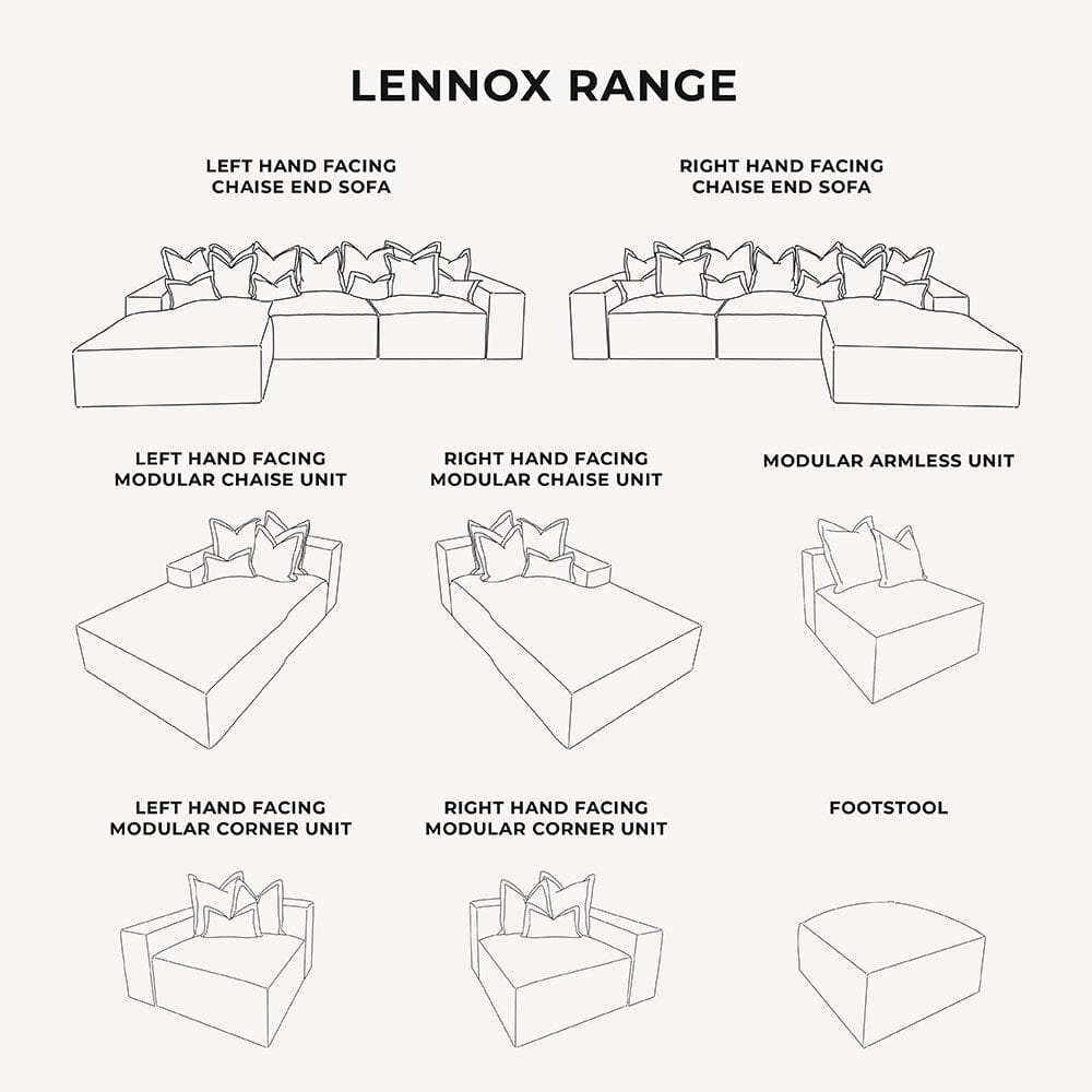 Lenox Silver Velvet Pillow Back Modular Sofa Range MTO Sofa