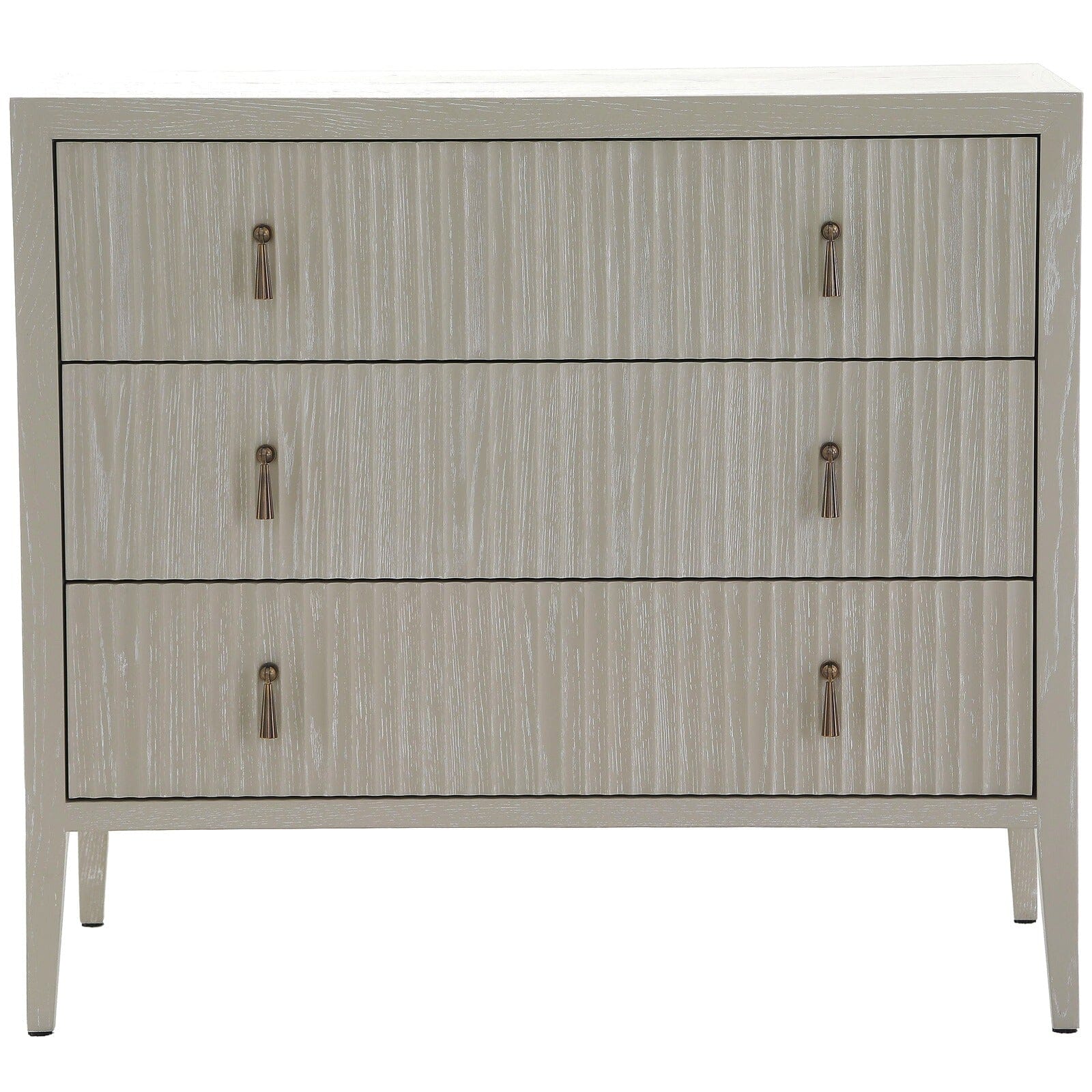 Lettos Whitewash Wooden Ribbed Front 3 Drawer Chest Furniture