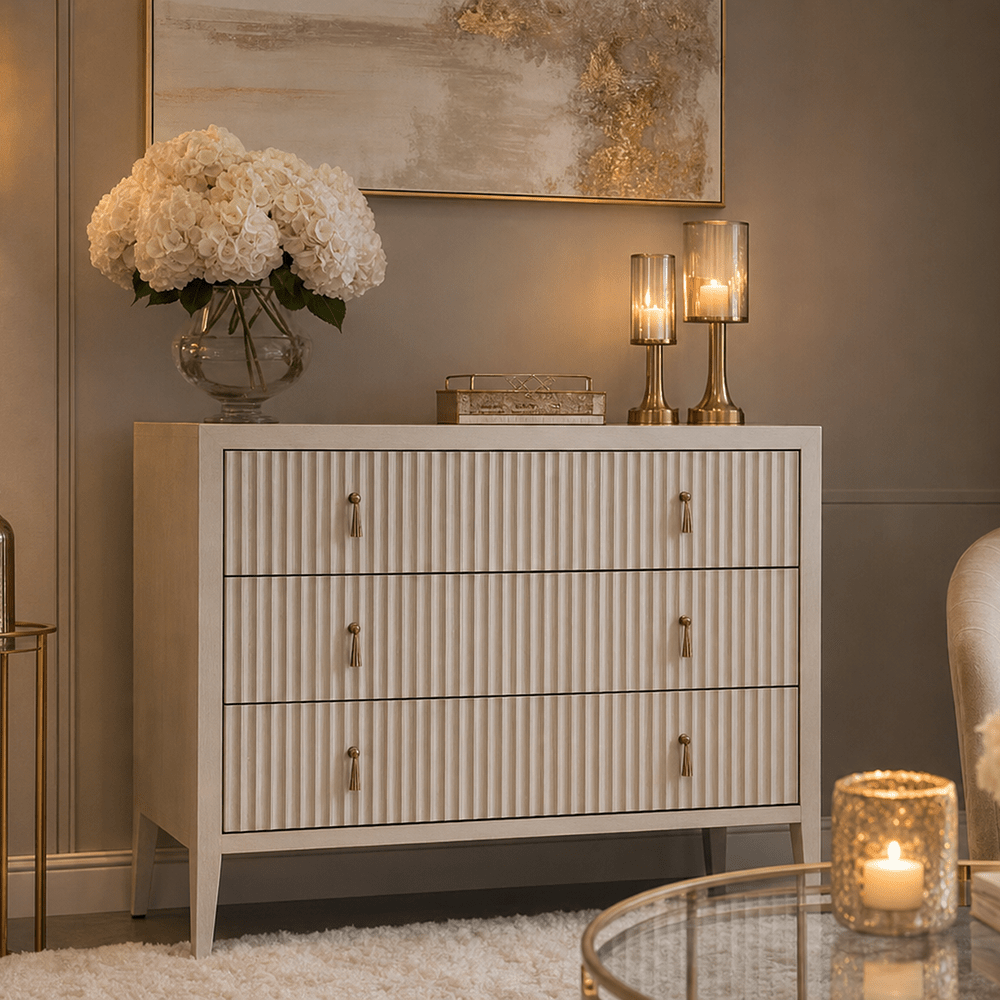 ribbed dresser Sera 6-Drawer Plank+Beam Do not use chemical based abrasive cleaning materials Lettos Whitewash Wooden Ribbed Front