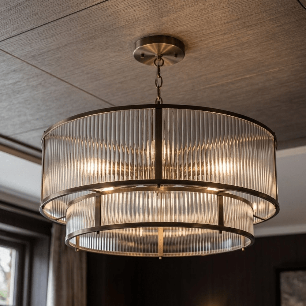 Liang Brass & Glass 8 Light Tiered Pendant Ceiling Light Lighting