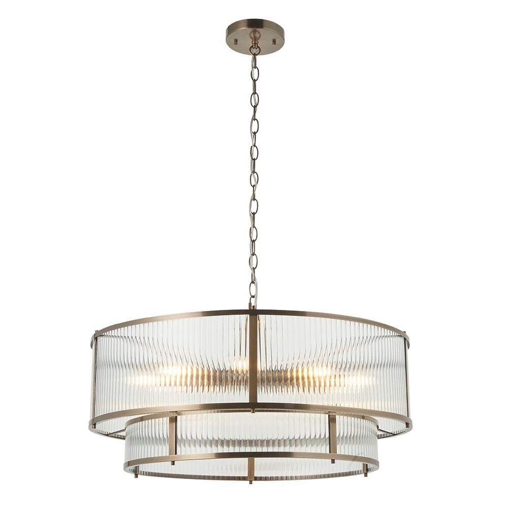 Liang Brass & Glass 8 Light Tiered Pendant Ceiling Light Lighting
