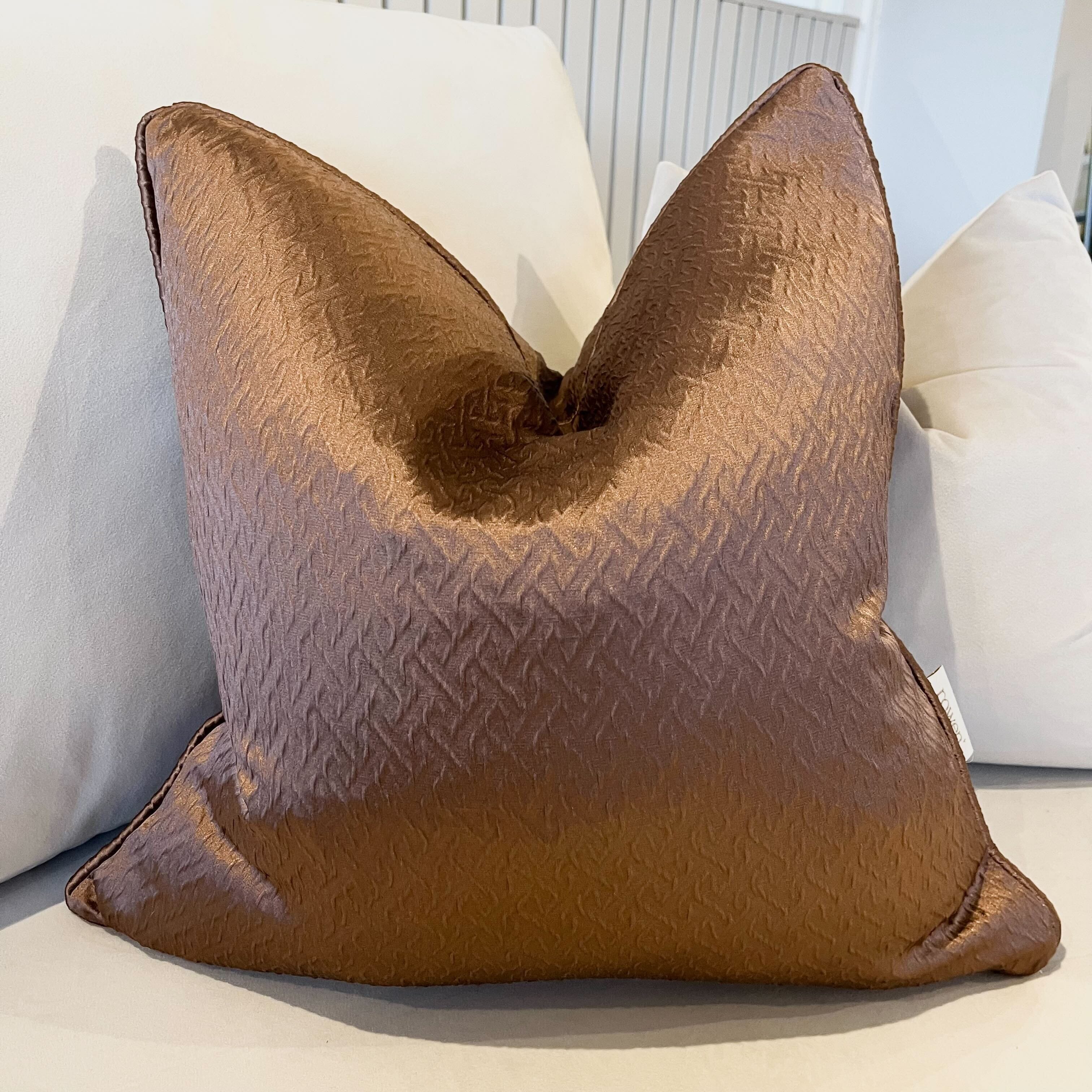Liberty Mocha Textured Cushion Cover with Satin Pipe 50x50cm Textiles