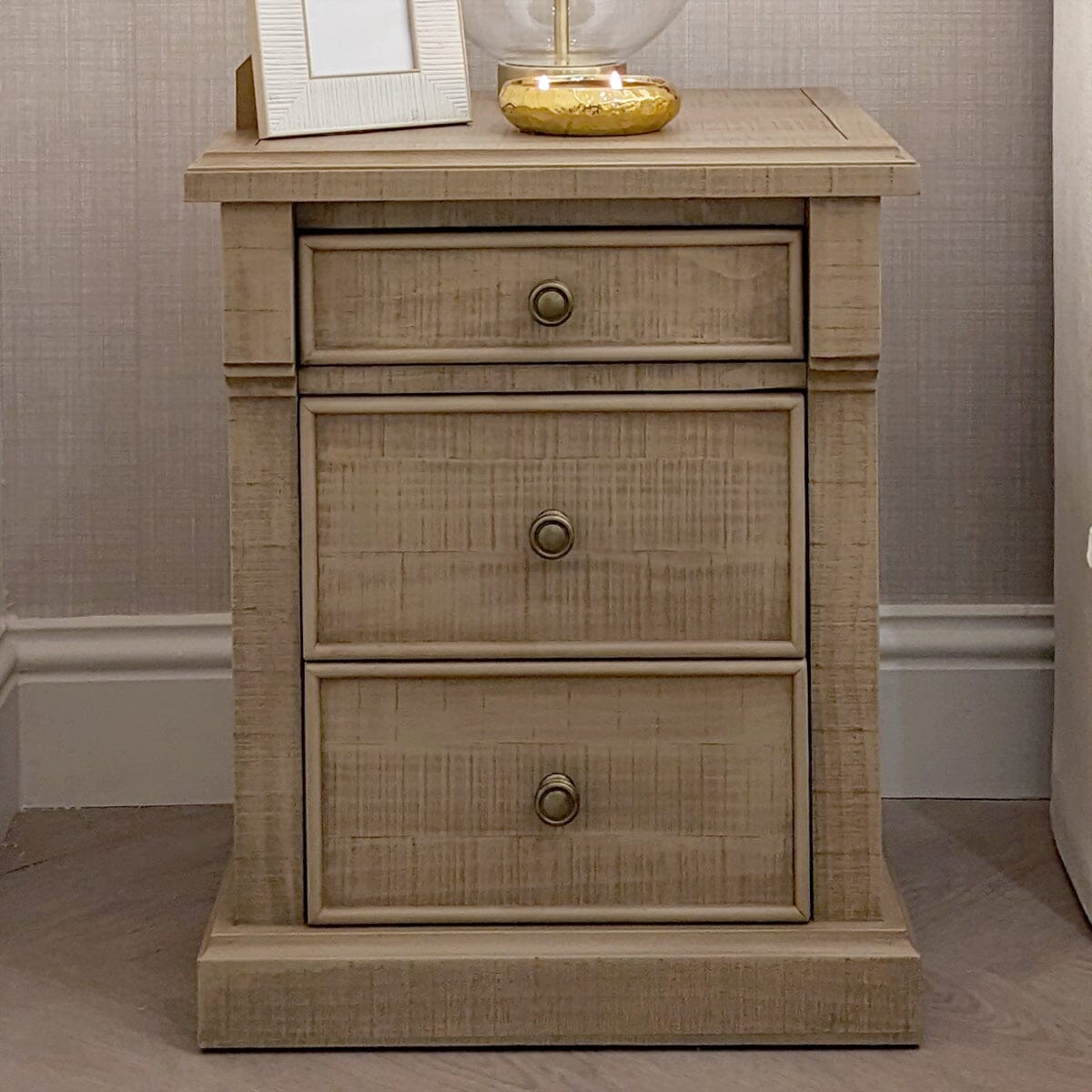 Lilliana Luxury 3 Drawer Bedside Table with Brass Handles Furniture