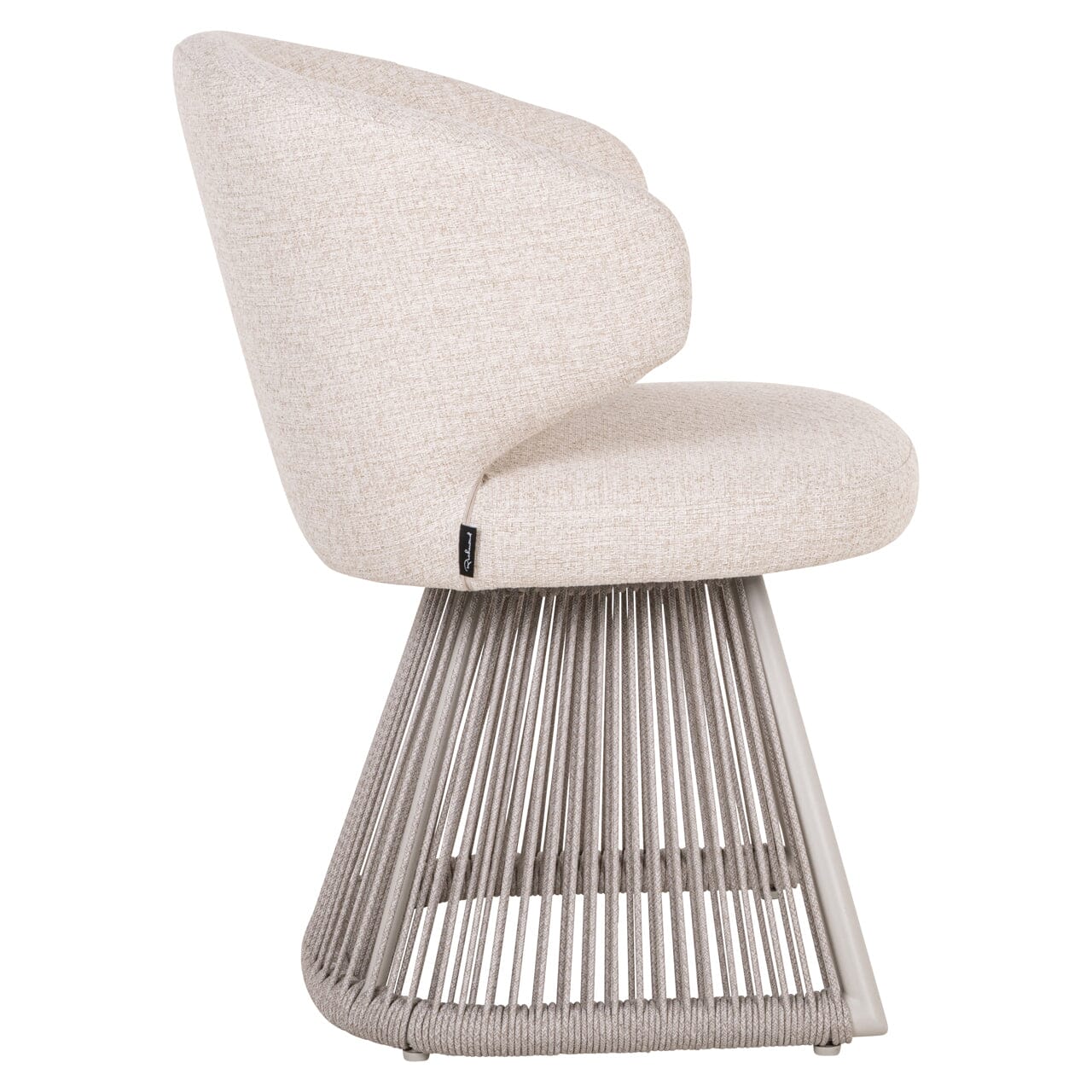 Liu Cream Upholstered Outdoor Dining Chair with Rope Detail Outdoor