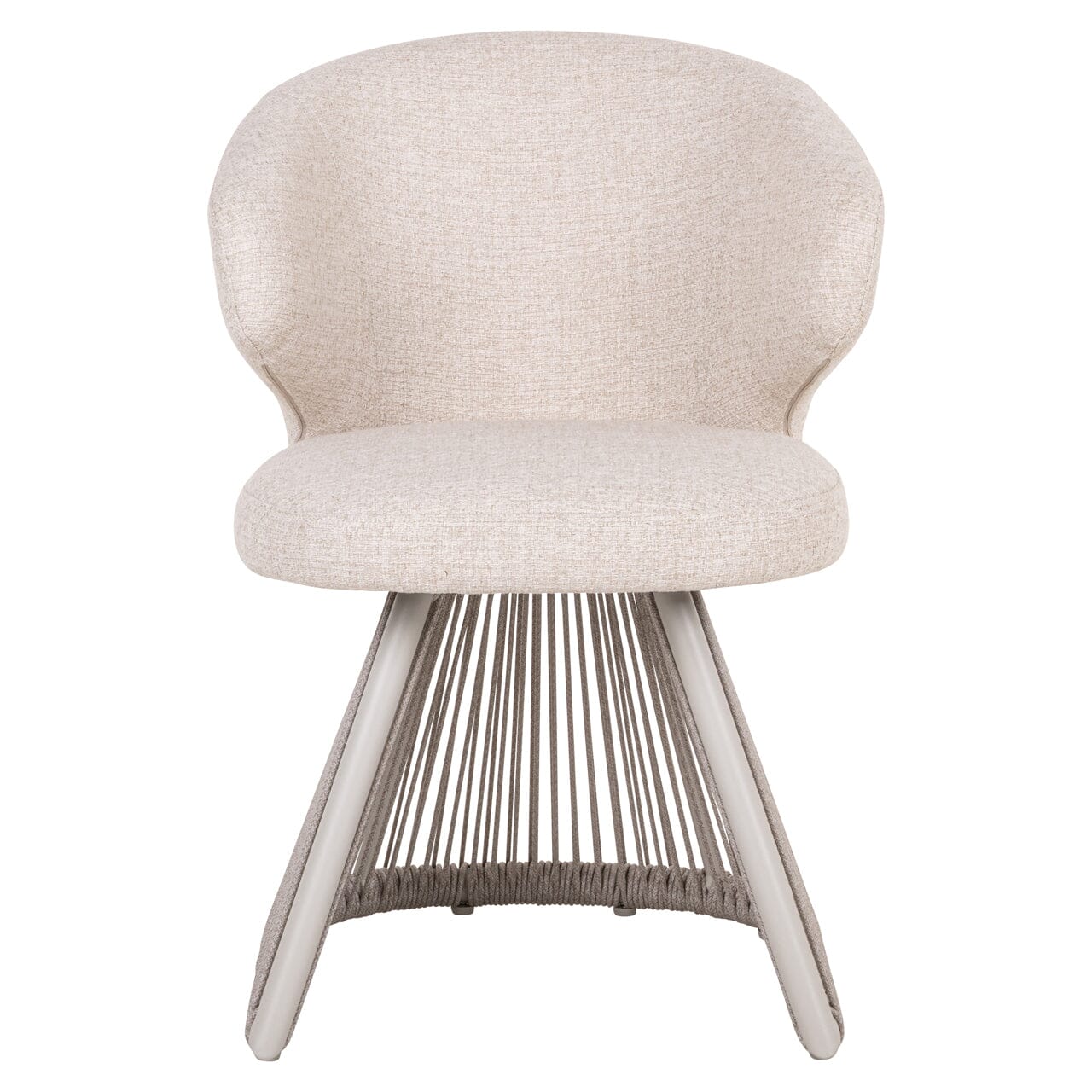 Liu Cream Upholstered Outdoor Dining Chair with Rope Detail Outdoor