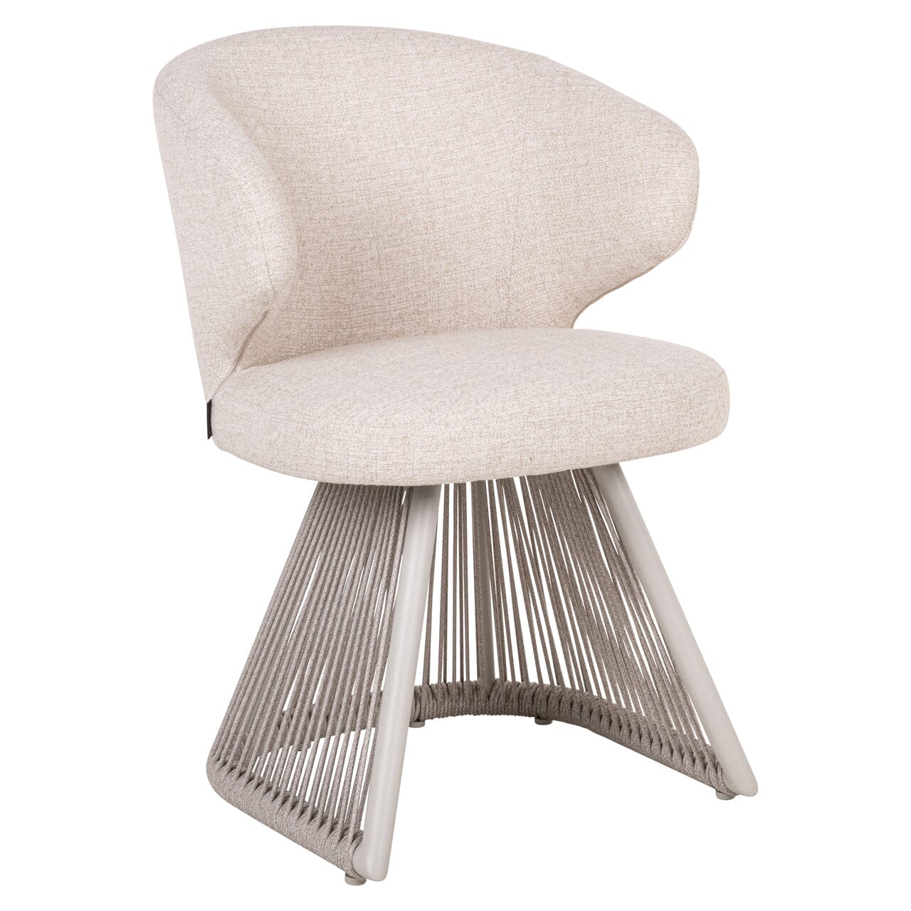 Liu Cream Upholstered Outdoor Dining Chair with Rope Detail Outdoor