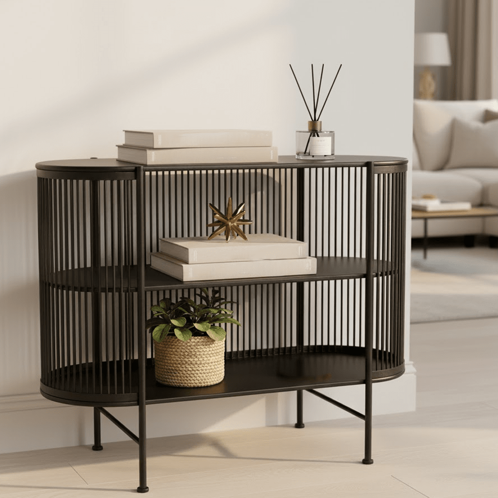 Liva Black Metal Shelving Unit Furniture