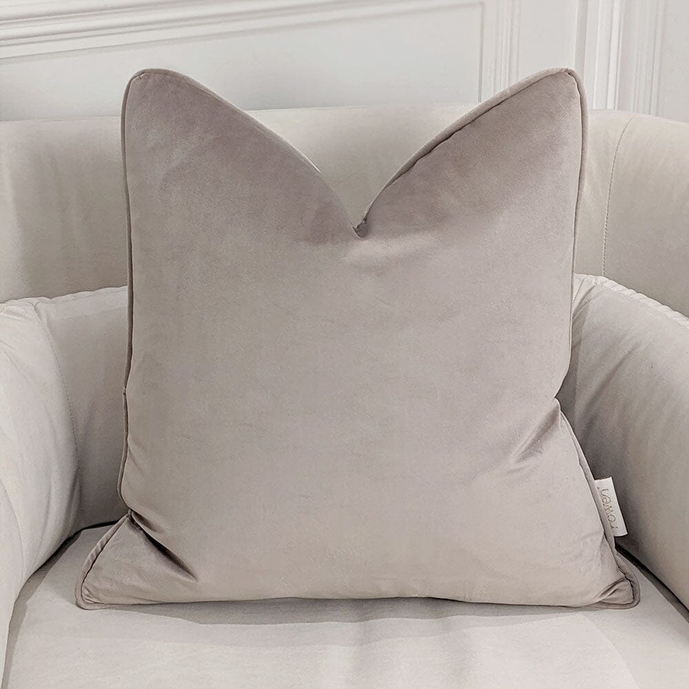 London Warm Grey Velvet Feather Filled Cushion - 46x46cm