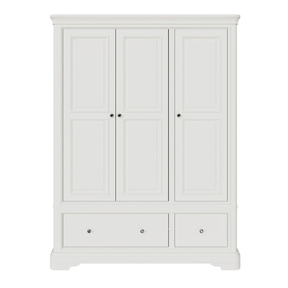 Louvre White Wooden 3 Door Wardrobe Furniture
