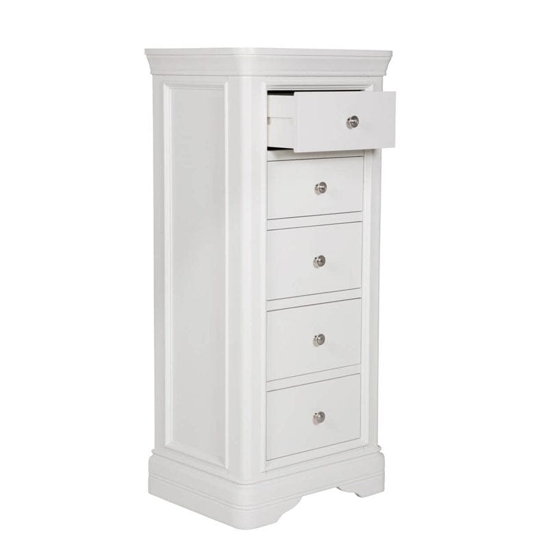 Louvre White Wooden 5 Drawer Tall Chest of Drawers Furniture