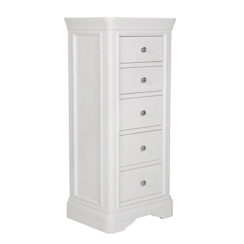 Louvre White Wooden 5 Drawer Tall Chest of Drawers Furniture