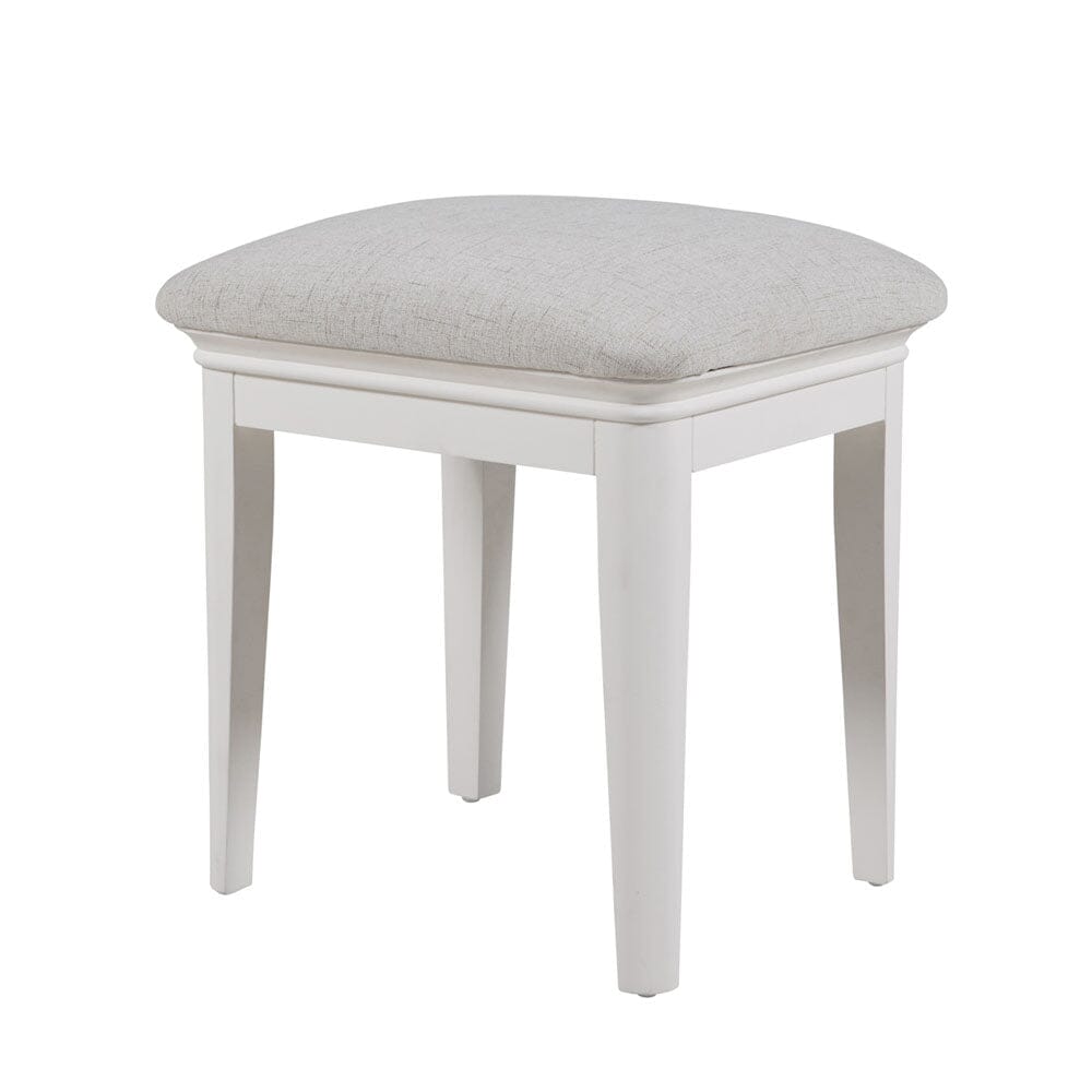 Louvre White Wooden Upholstered Stool Furniture