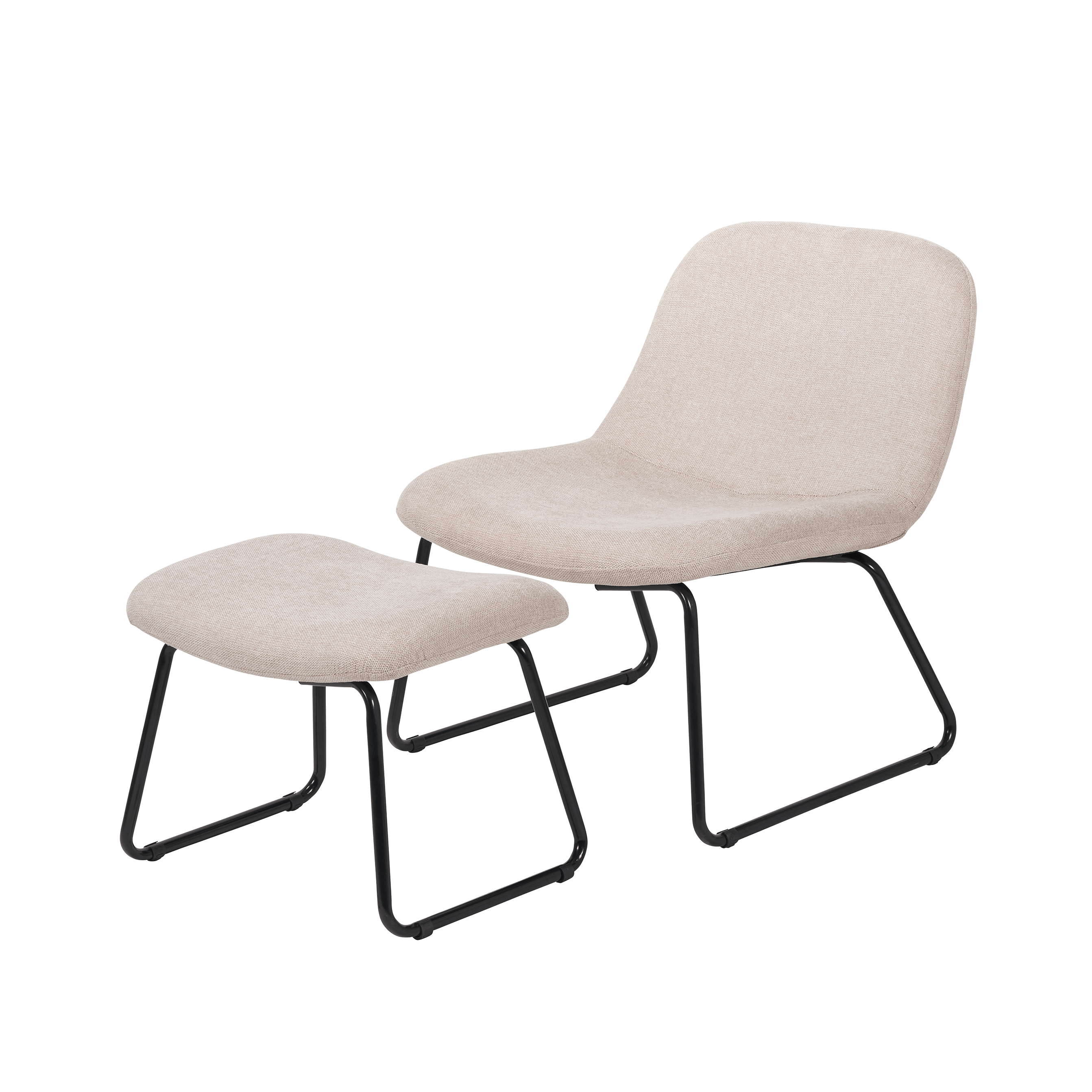 Lucca Cream Chenille Chair & Footstool Set Furniture