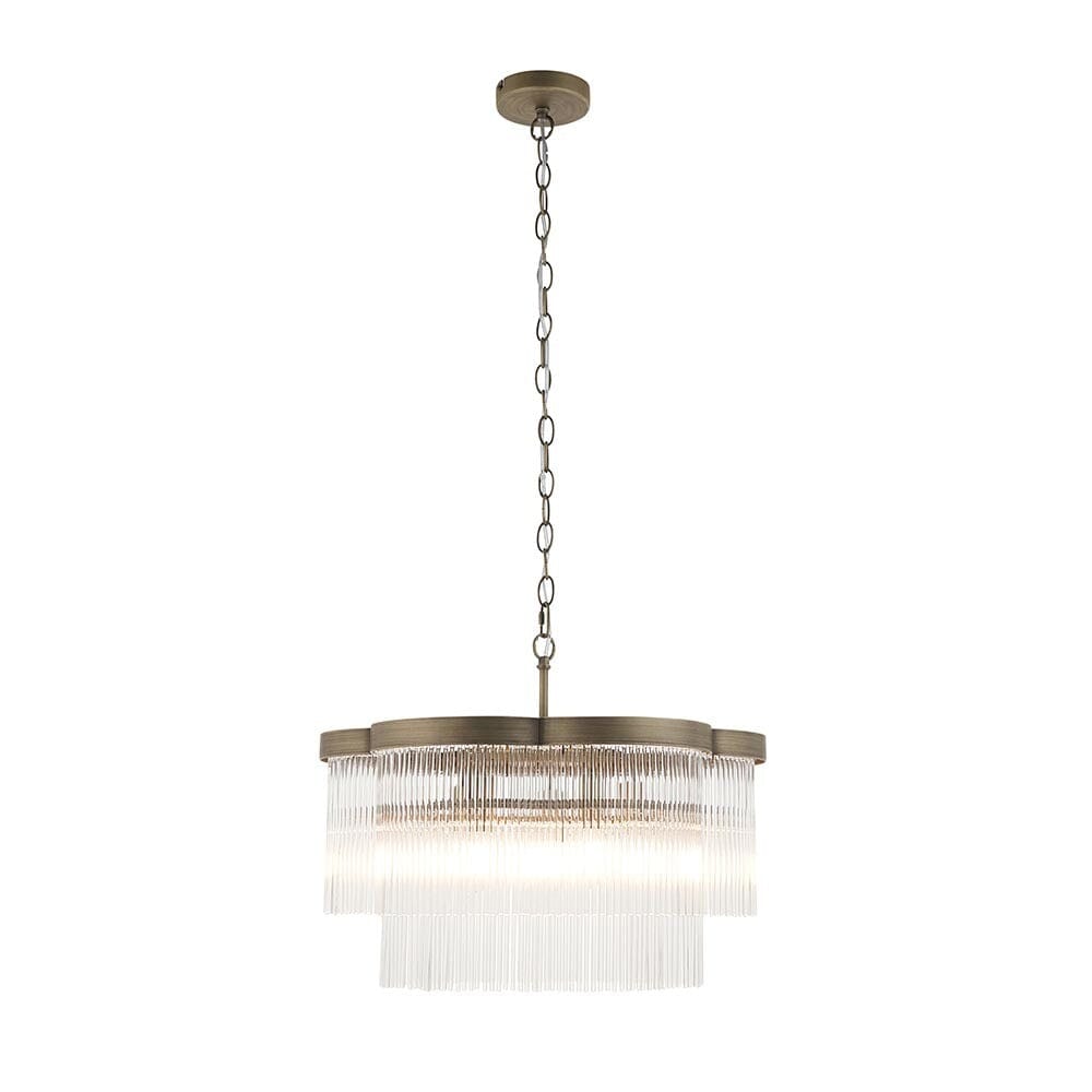 Luzia Large Scalloped Brushed Brass & Glass Pendant Ceiling Light Lighting