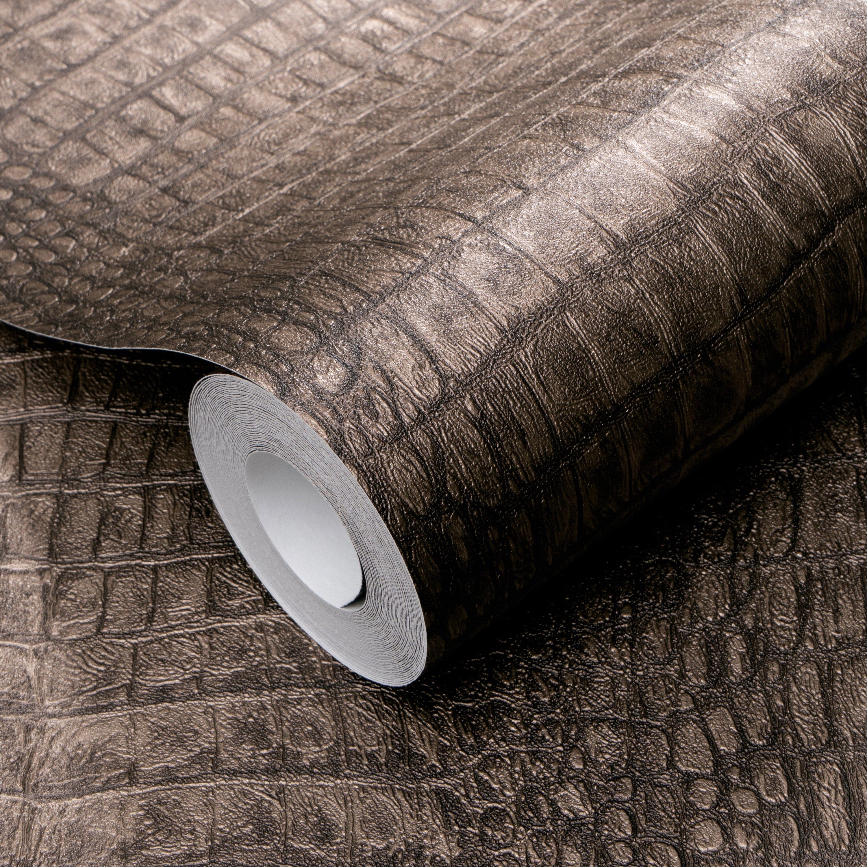 Mabel Bronze Croc Print Textured Wallpaper Home Improvement