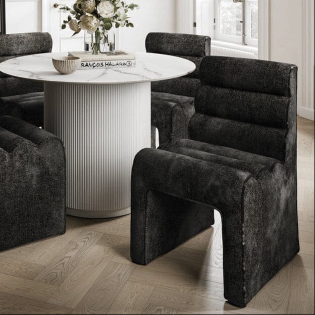 Maddy Black Velvet Chenille Upholstered Dining Chair Furniture