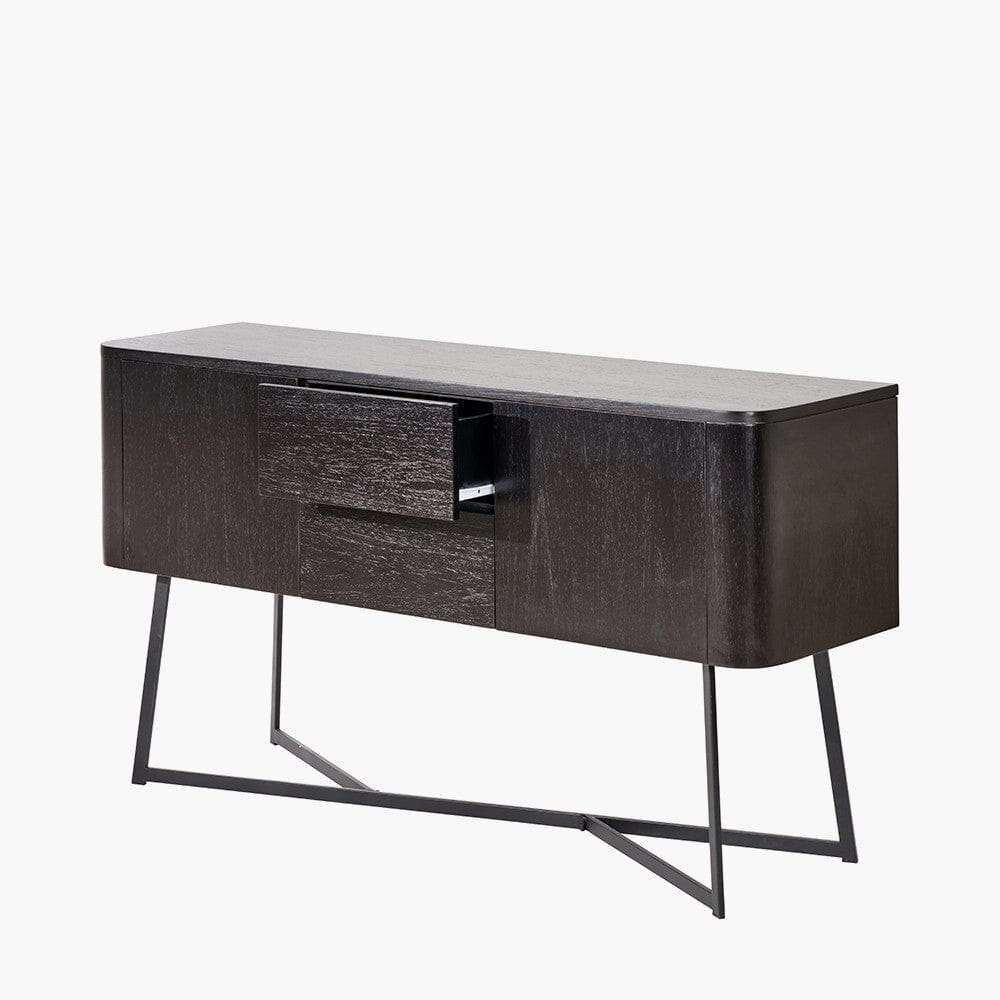 Maeva Black Ash Veneer & Metal 2 Door 2 Drawer Sideboard Furniture