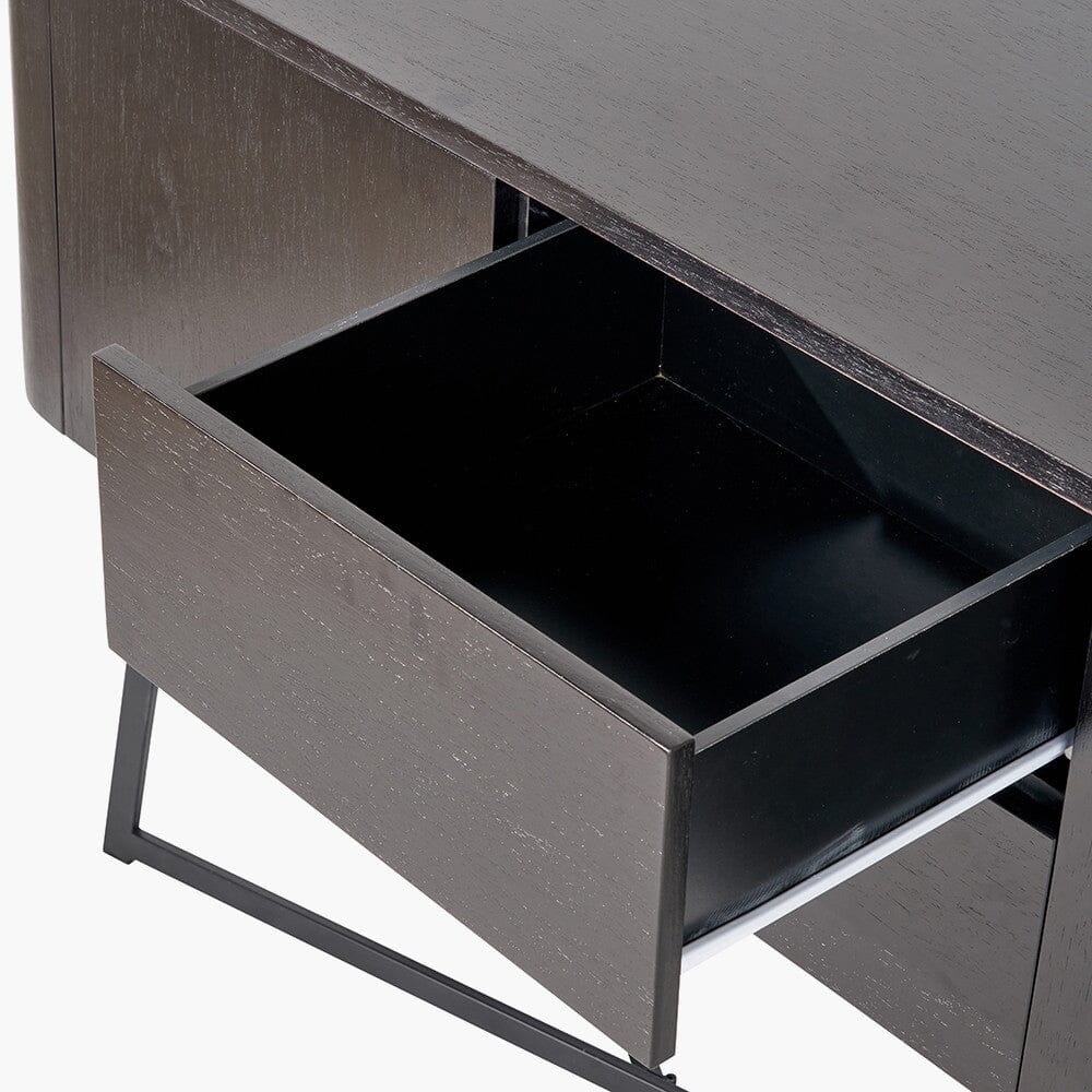 Maeva Black Ash Veneer & Metal 2 Door 2 Drawer Sideboard Furniture