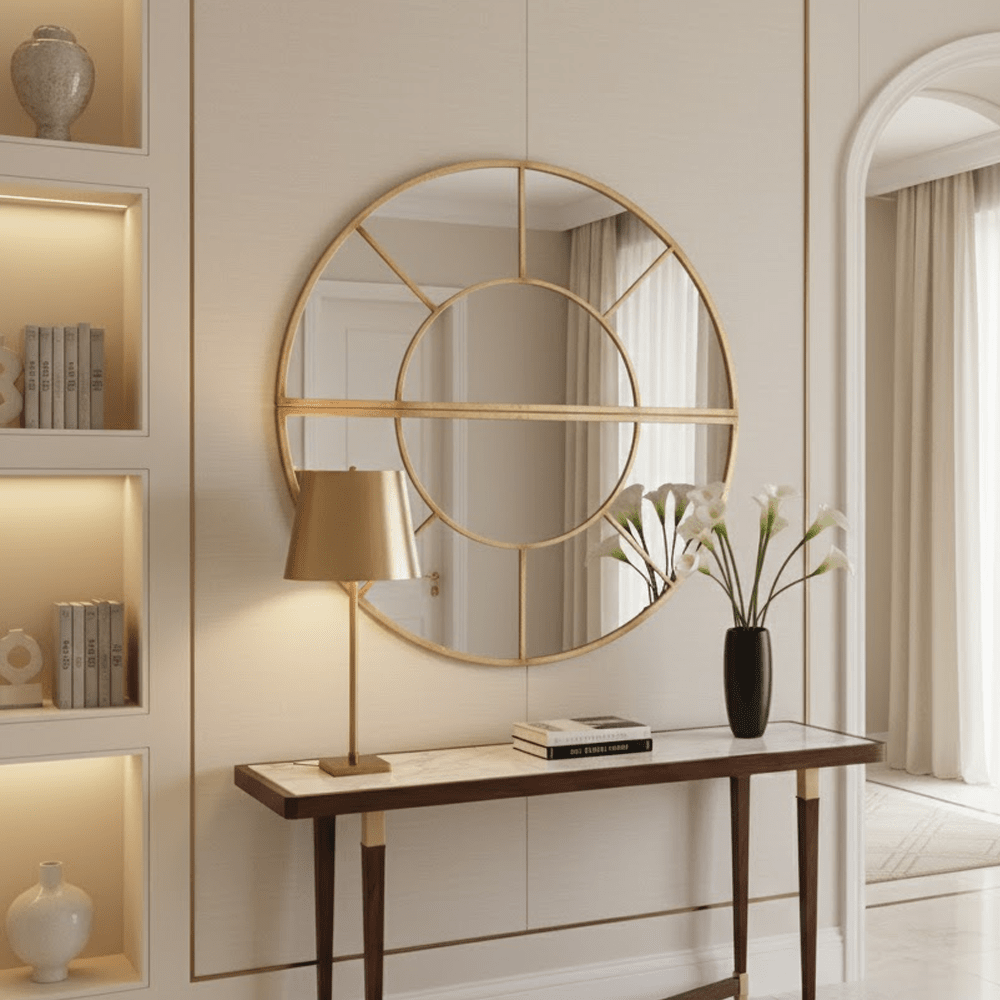 Magda Antique Gold 2 Half Moon Wall Mirror Accessories