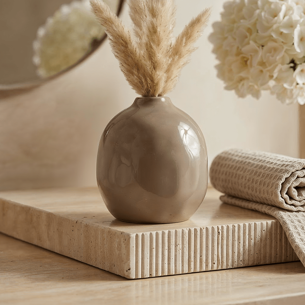 Maja Mini Taupe Decorative Round Vase Accessories