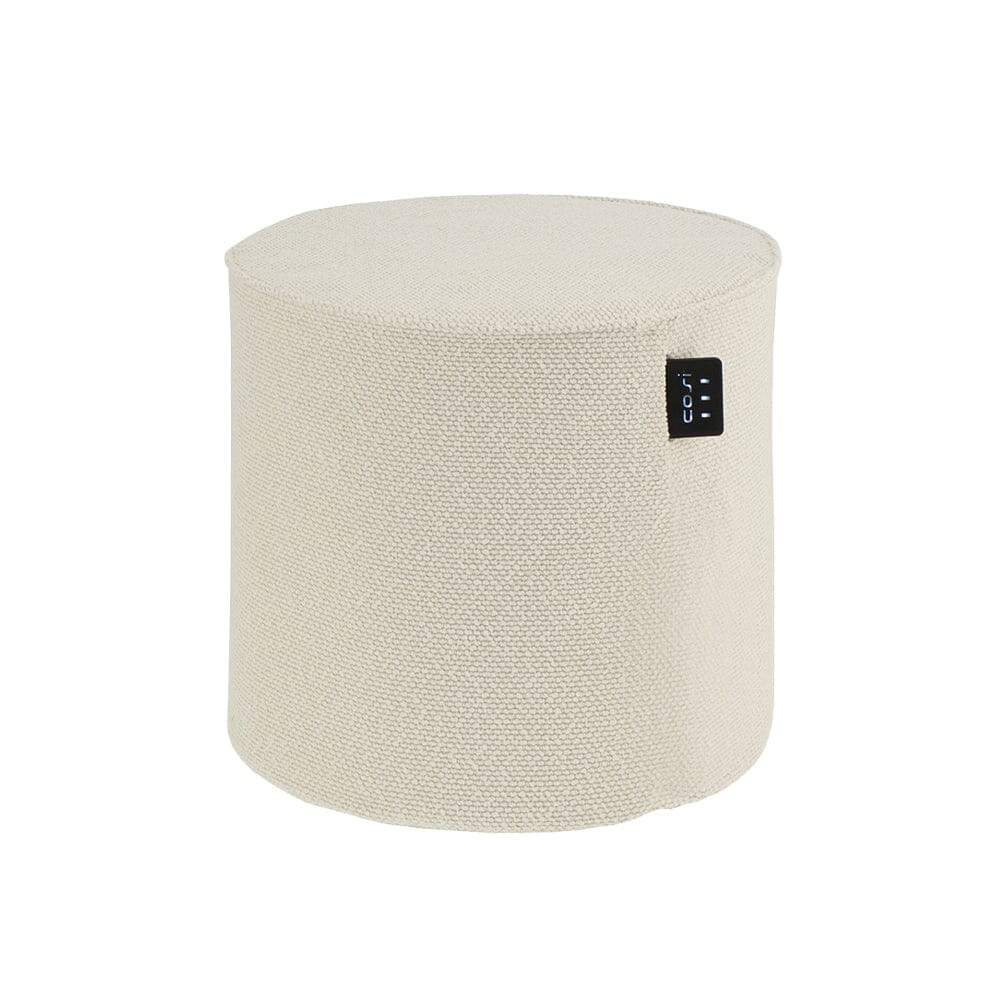 Maldives Outdoor Heated Cream Textured Medium Round Stool Outdoor