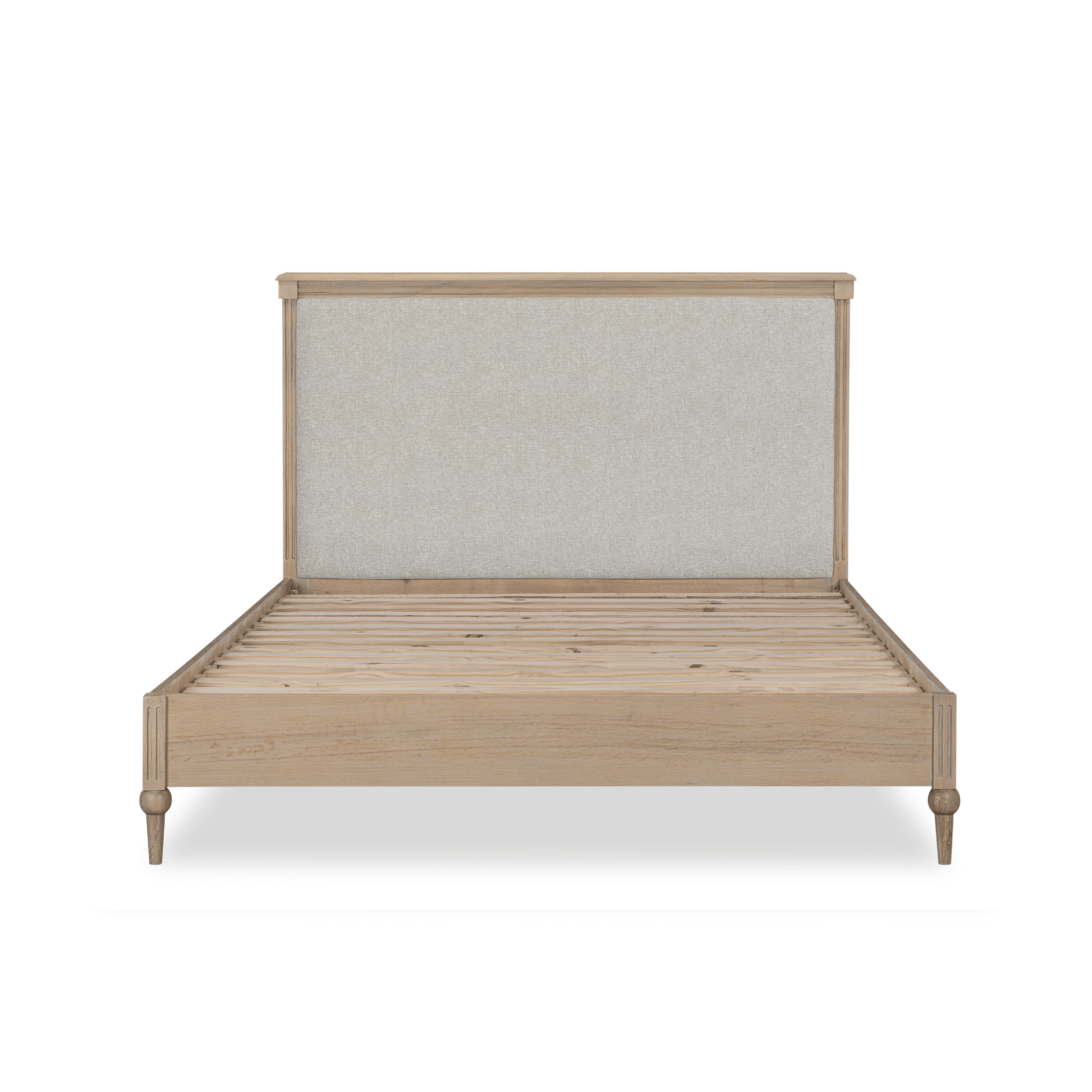 Malibu Cream Linen & Washed Wood Upholstered Bed Beds and Headboards