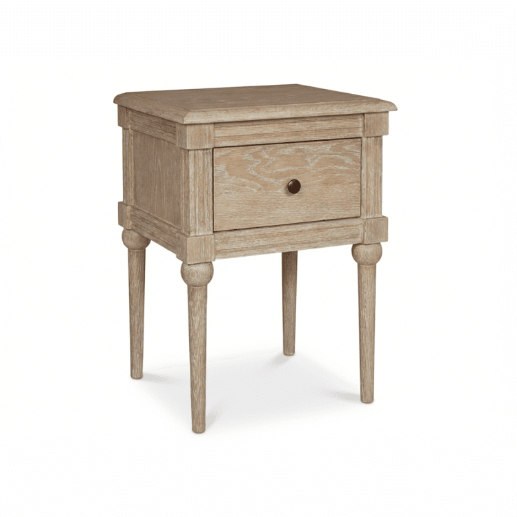 Malibu Washed Wood 1 Drawer Bedside Table Furniture