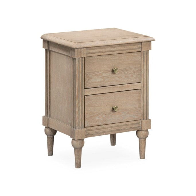 Malibu Washed Wood 2 Drawer Bedside Table Furniture