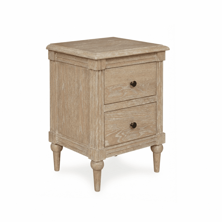 Malibu Washed Wood 2 Drawer Bedside Table Furniture