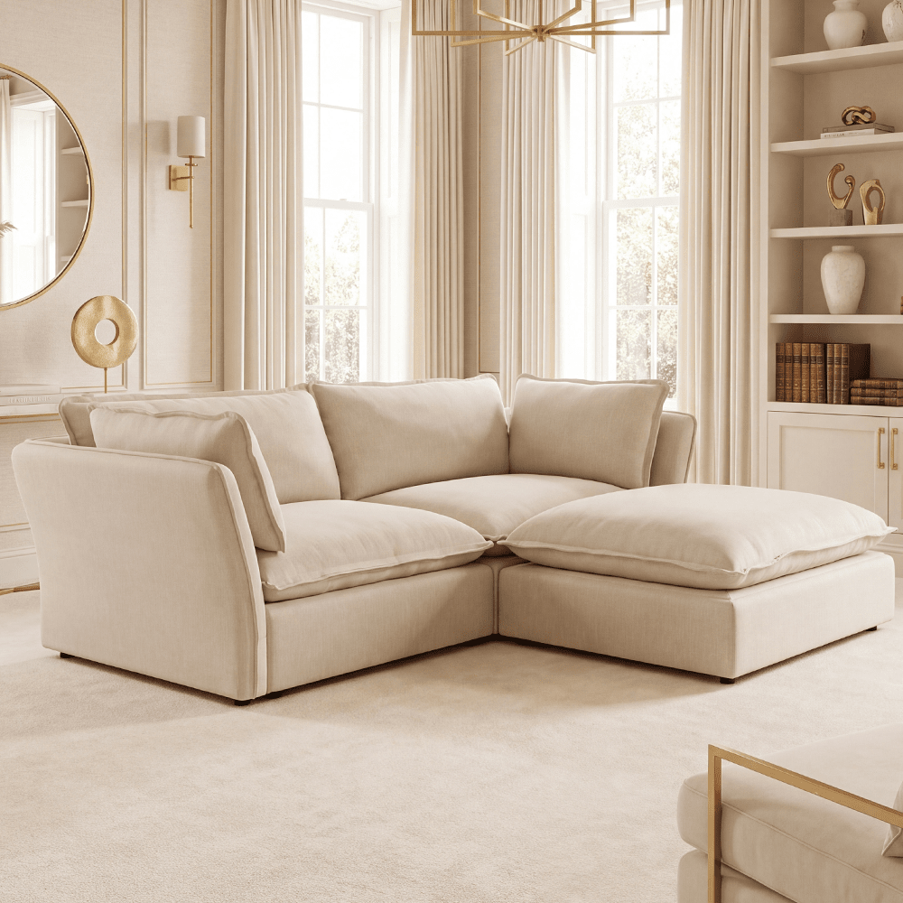 Mallow Coastal Weave 2 Seater Sofa with Storage Footstool Sofa
