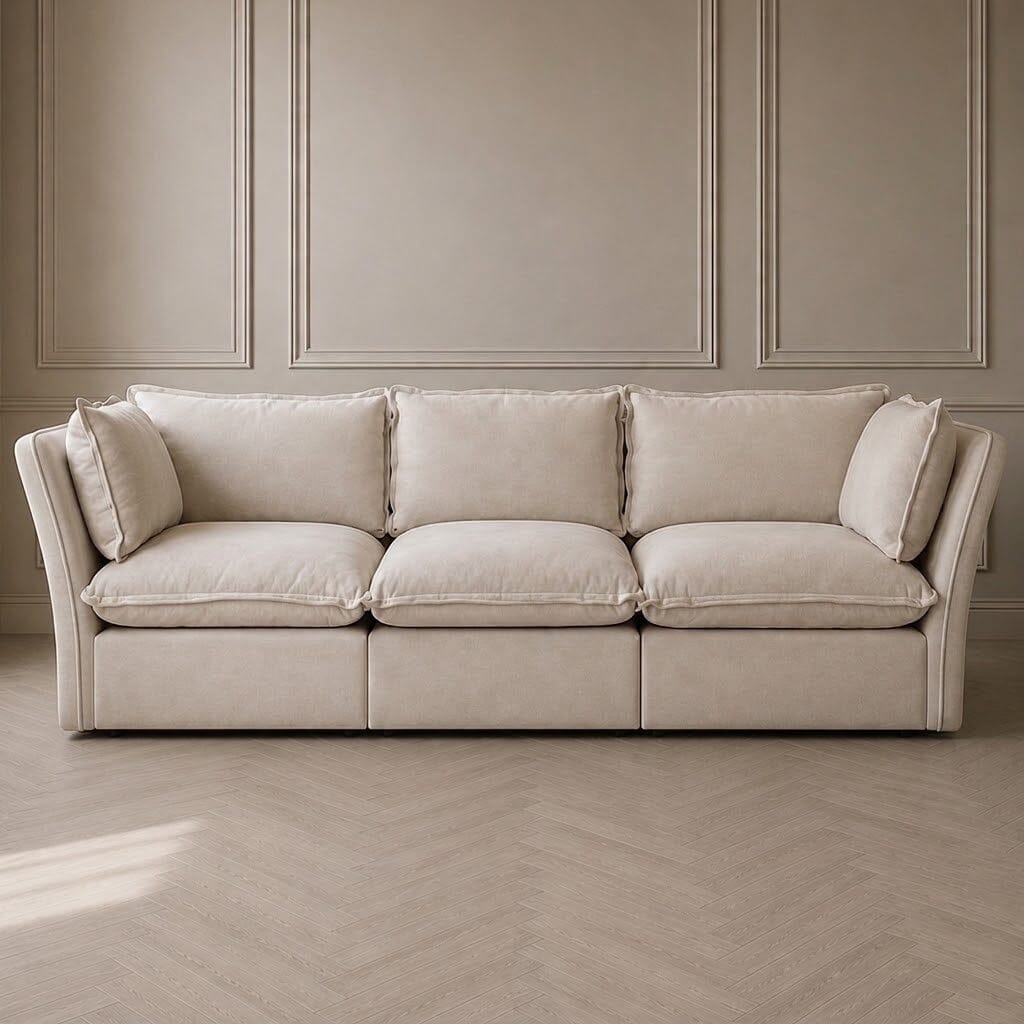 Mallow Coastal Weave Linen 3 Seater Sofa Sofa