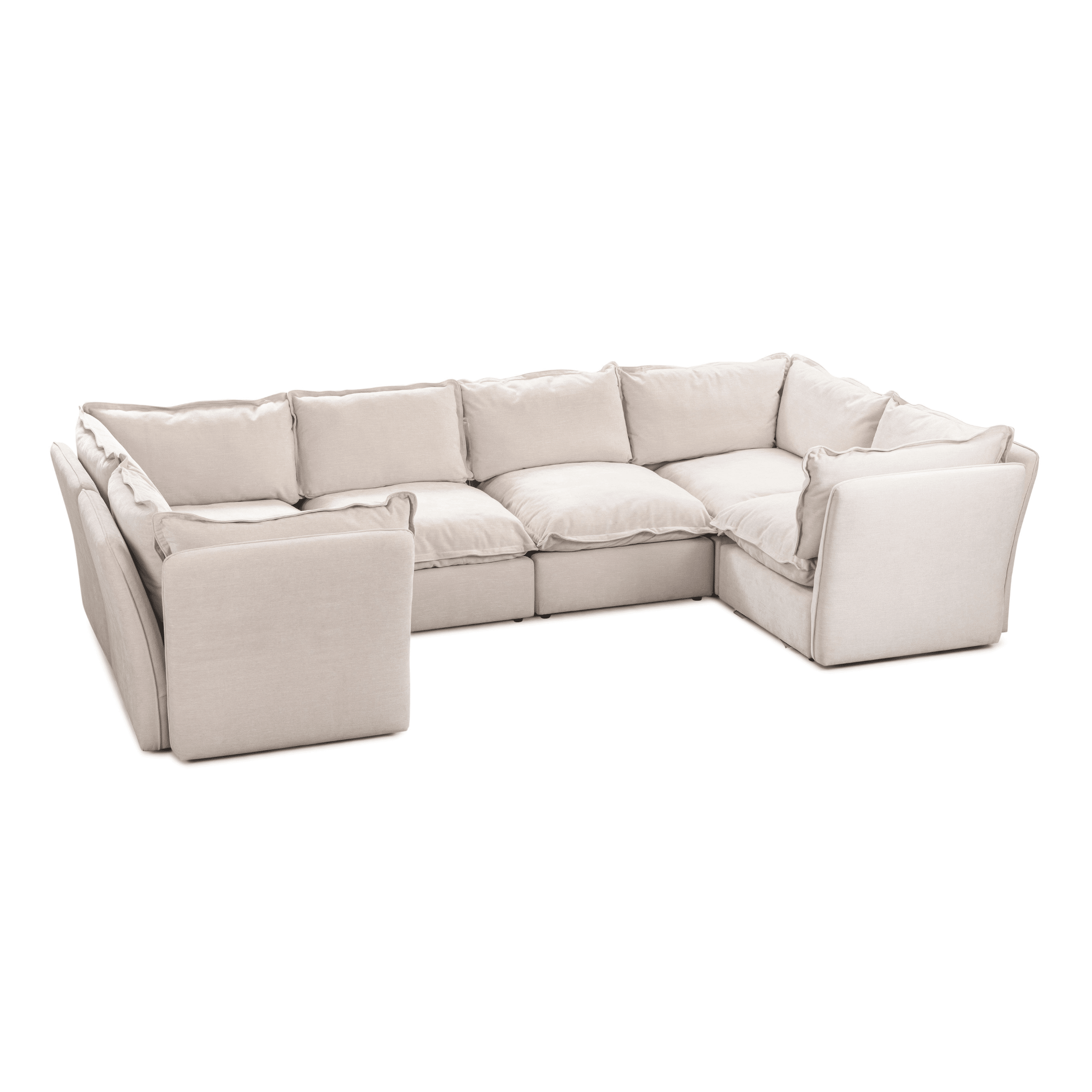 Mallow Coastal Weave Linen U Shape Sofa Closed End Sofa