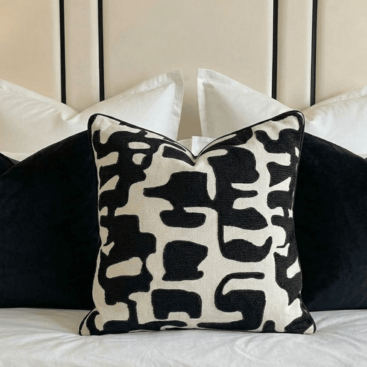Manu Monochrome Abstract Pattern Cushion- 50x50cm