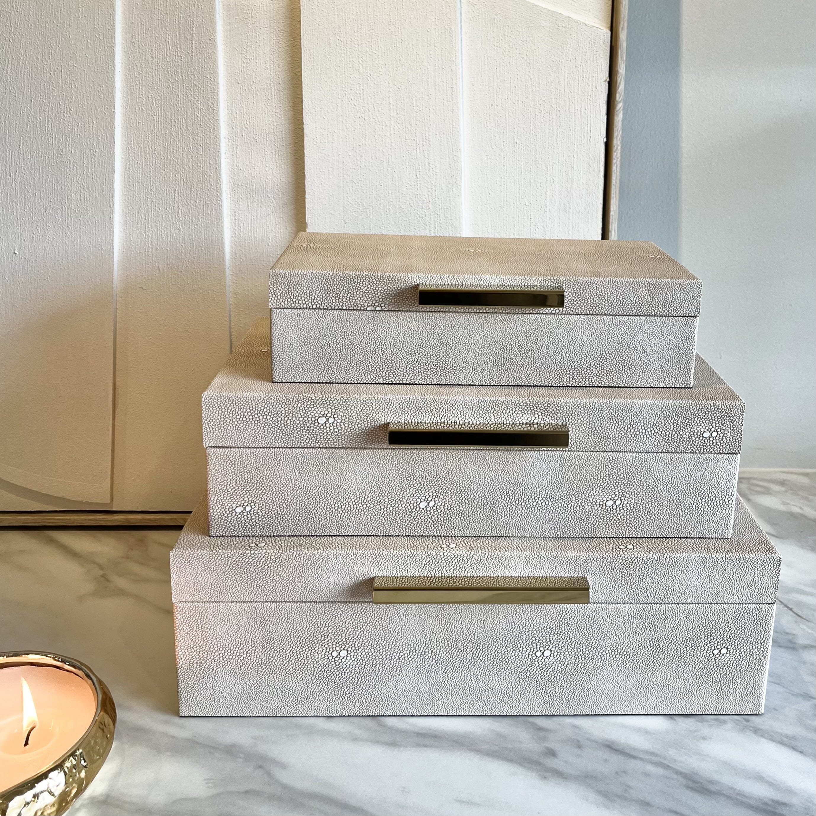 Margot Taupe & Gold Decorative Storage Boxes - Set of 3 Accessories