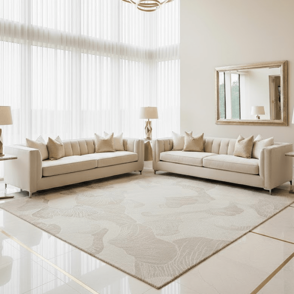 Marinella Beige Petal Pattern Rug
