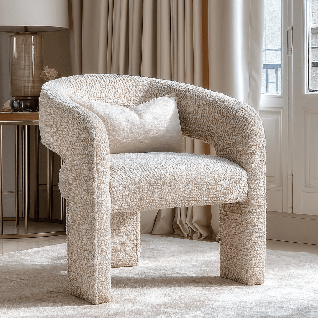 Marla Cream Textured Curved Chair Furniture