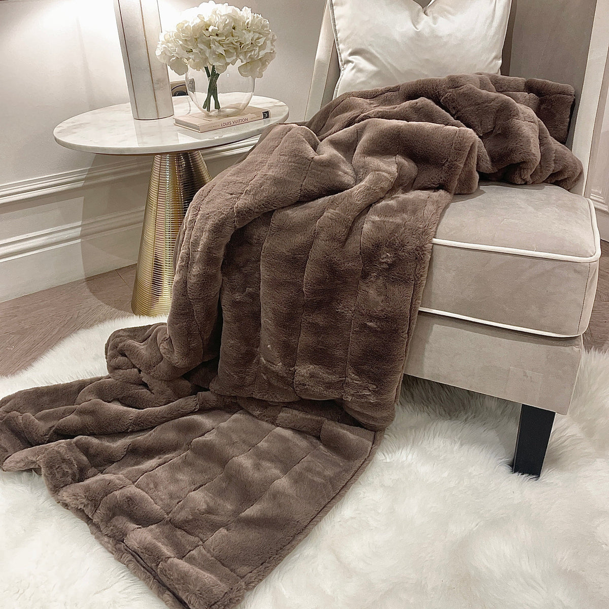 Marlowe Chestnut Large Faux Fur Throw Textiles