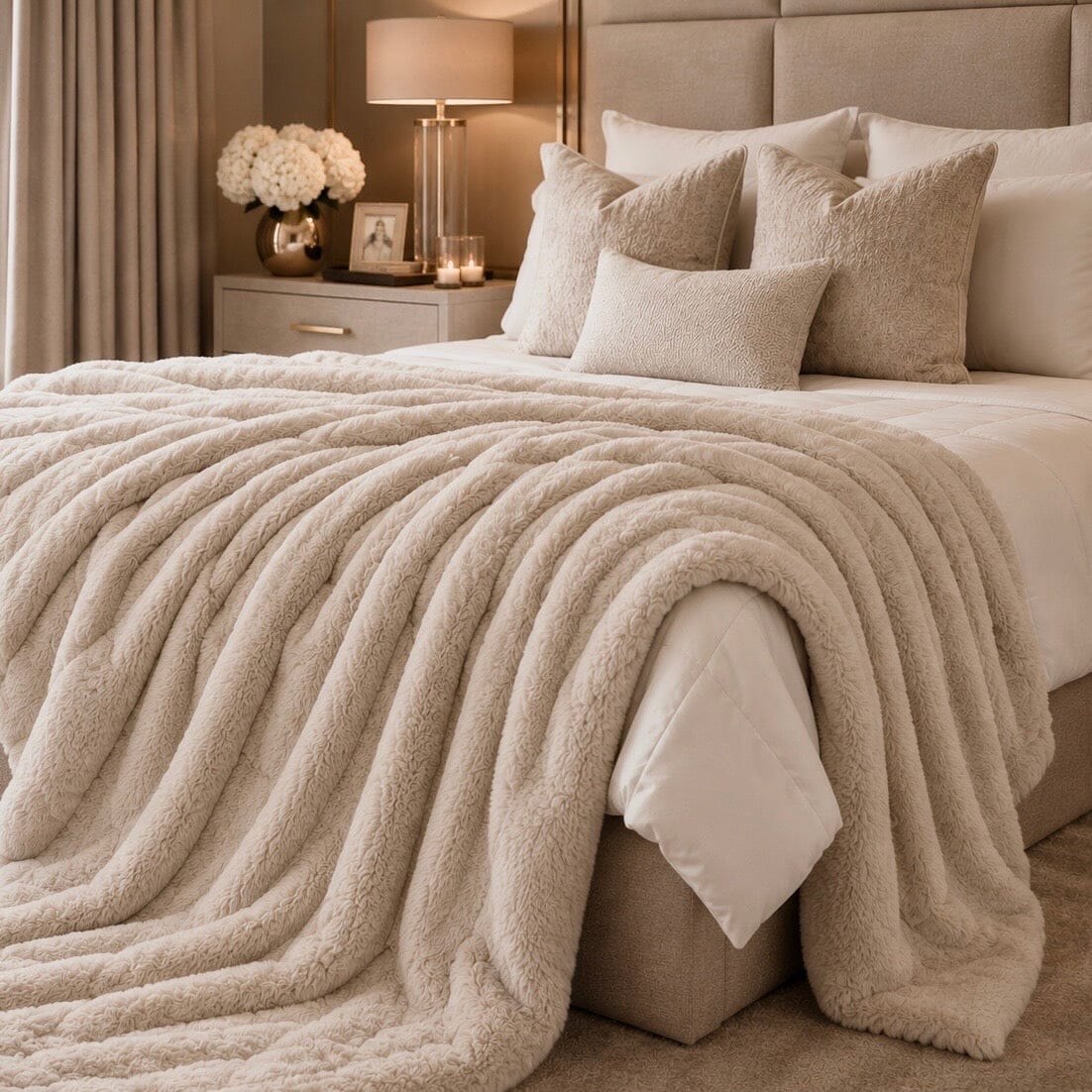 Marlowe Oatmeal Faux Fur Throw Textiles