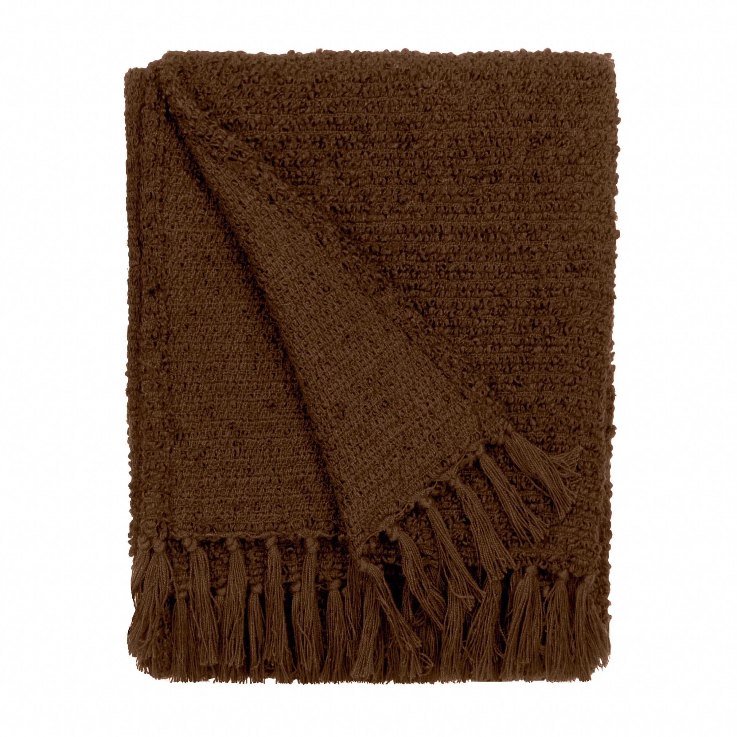 Marni Brown Boucle Textured Tasselled Throw Textiles
