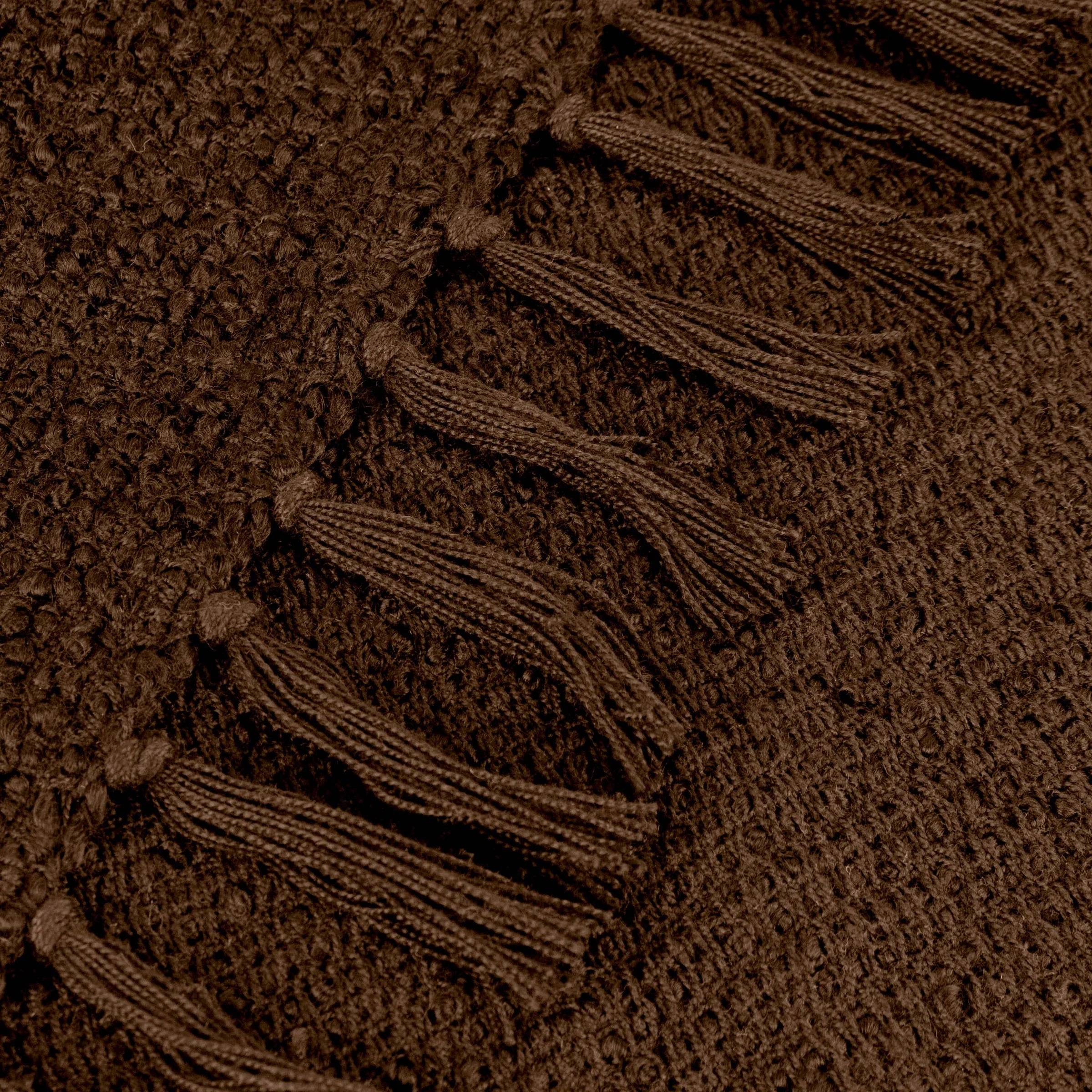 Marni Brown Boucle Textured Tasselled Throw Textiles