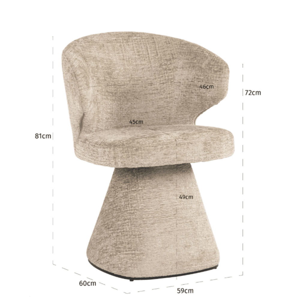 Marnie Sand Chenille Curved Dining Chair Furniture