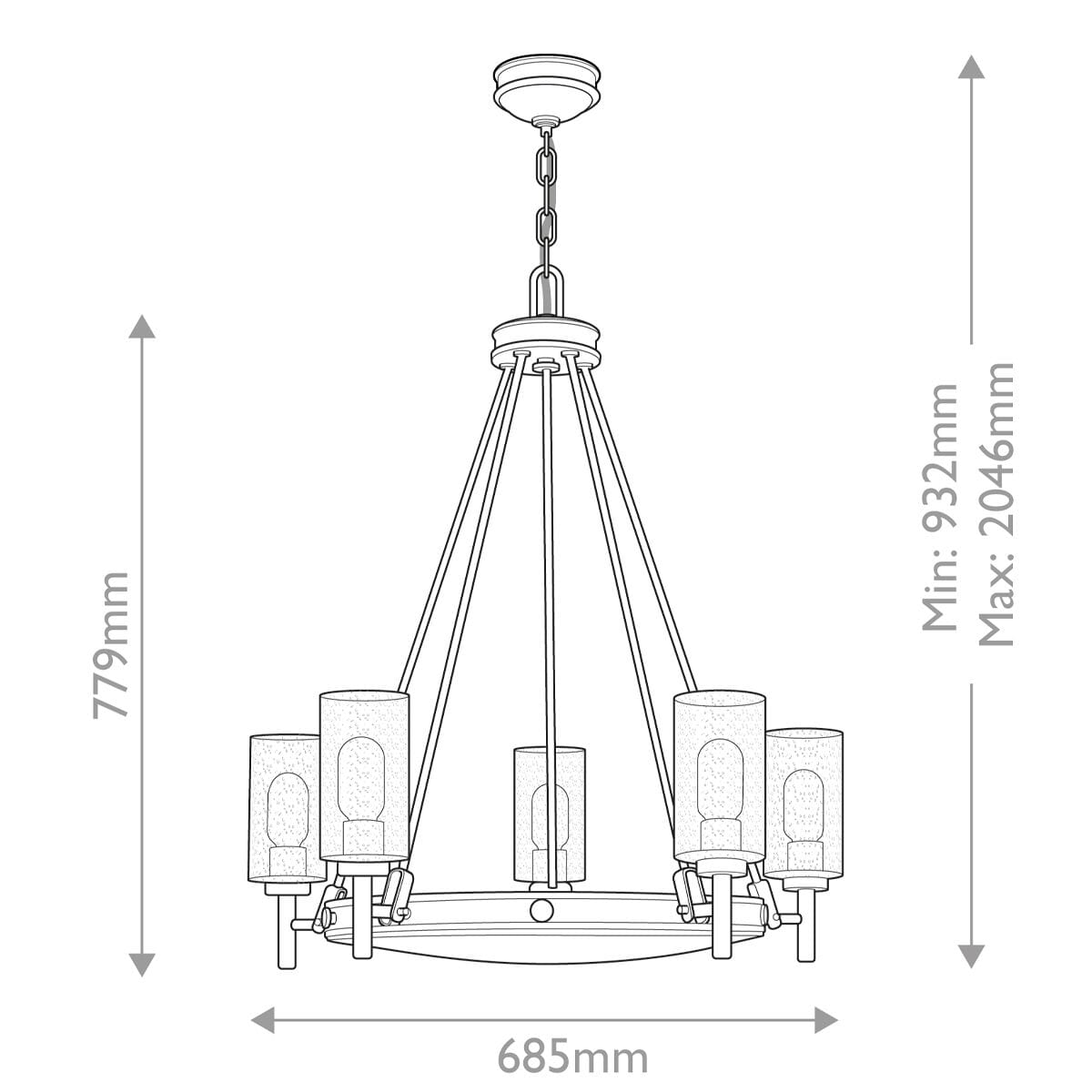 Marquis Black 6 Light Pendant Ceiling Light Lighting