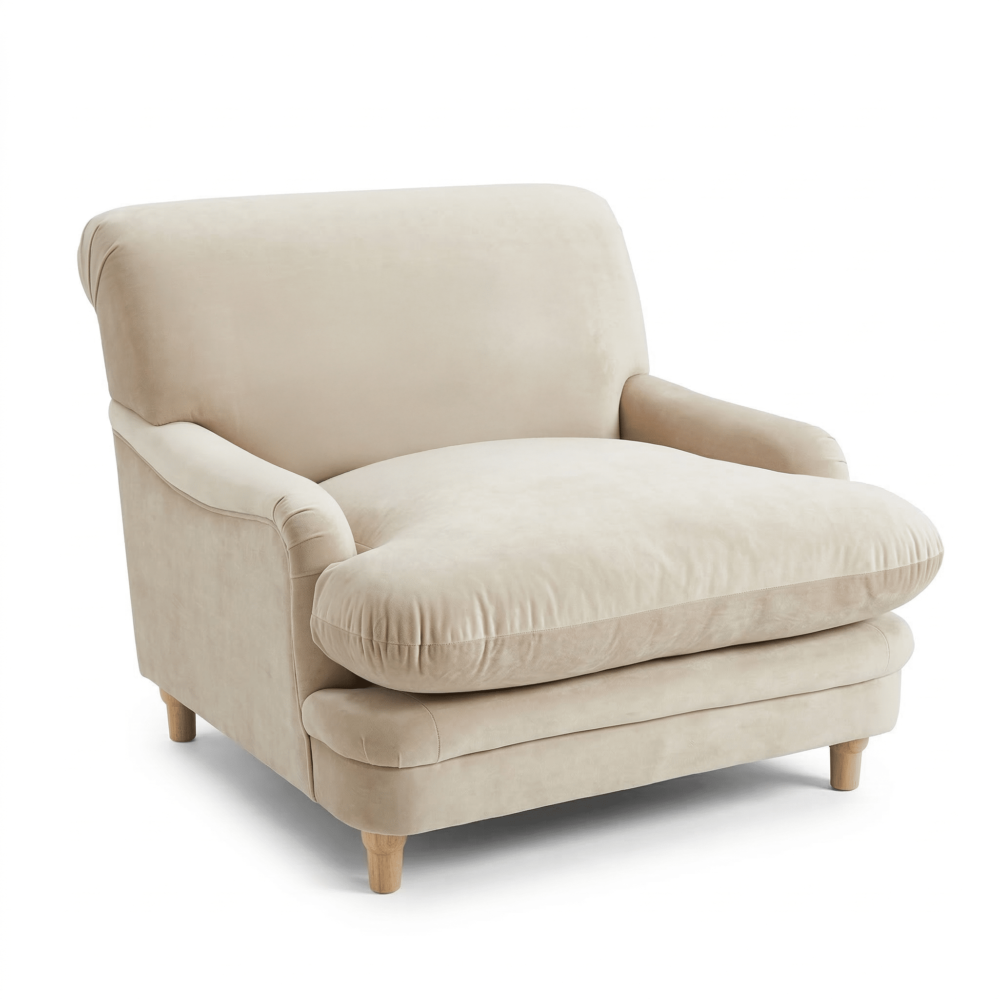 Marshmallow Beige Velvet Squashy Chair Furniture