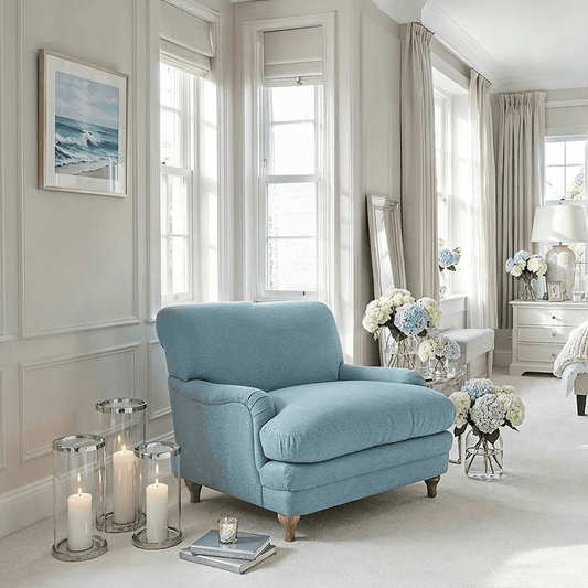 Marshmallow Light Blue Velvet Squashy Chair Furniture
