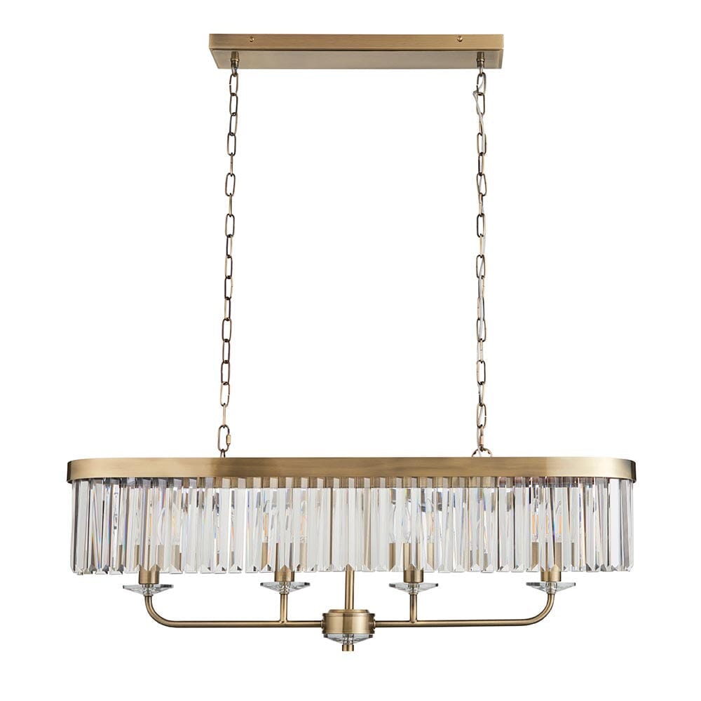 Masika Brass & Glass 4 Light Pendant Ceiling Light Lighting