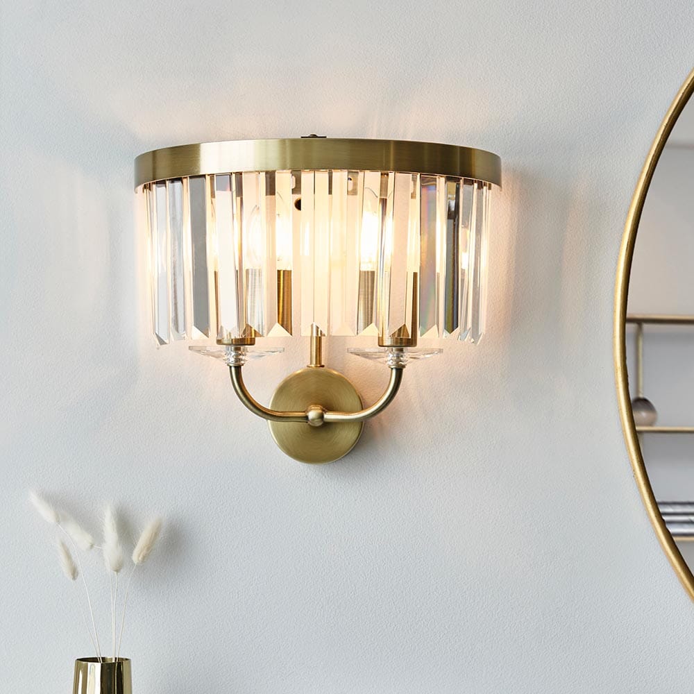 Masika Brass & Glass Wall Light Lighting