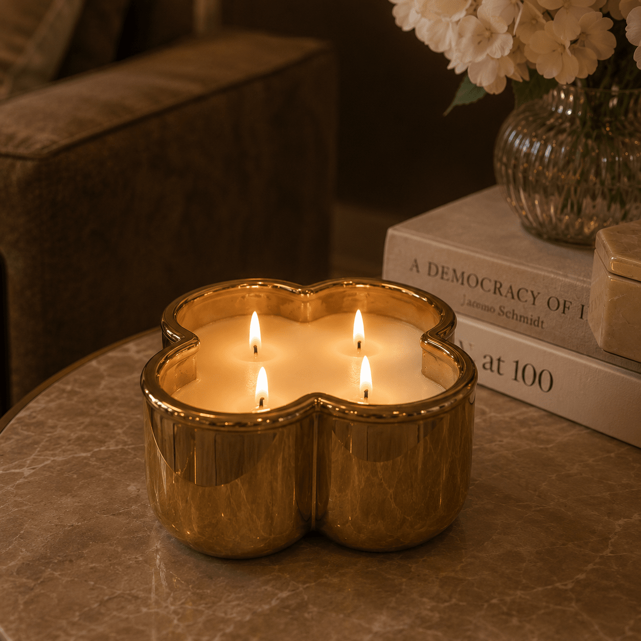 Maya Gold Clover Shaped Decorative Candle Fragrance