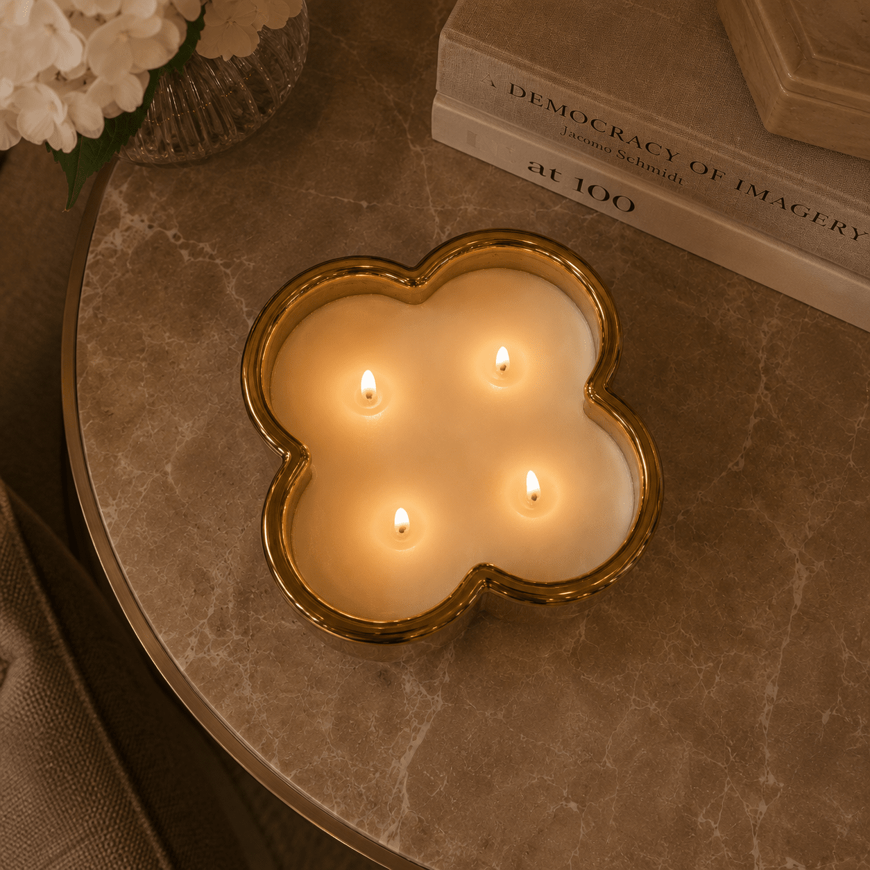 Maya Gold Clover Shaped Decorative Candle Fragrance